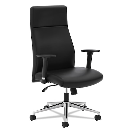 Hon Basyx Chair, Exec Hi-Back, Leather, Black BSXVL108SB11